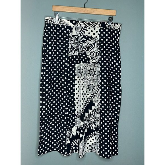 Adam Douglas Adrianna Papell Medium Silk Mixed Print Knee Length Skirt - Picture 1 of 11